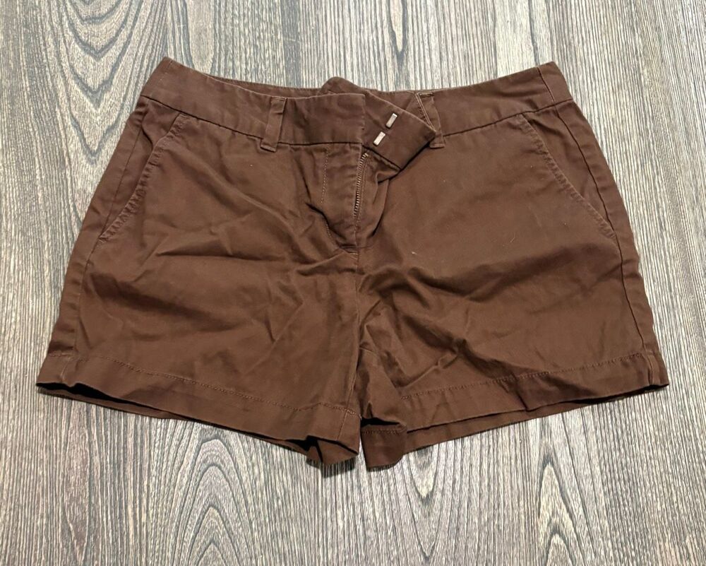 LOFT Womens Original Chino Shorts Mid Rise Flat Front 100% Cotton Brown Size 4